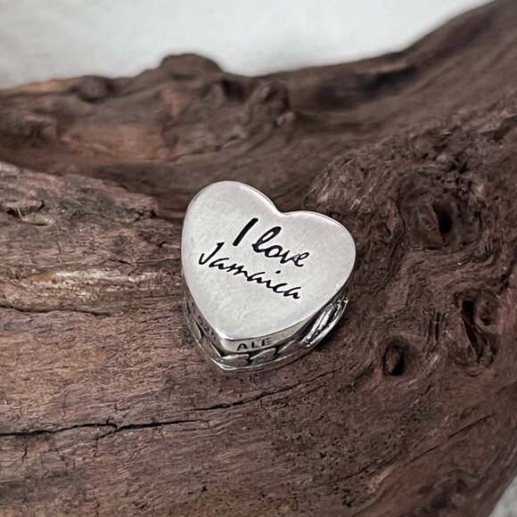 Pandora Jamaica flag Heart Charm S925 ALE Bead Charm Silver Jewelry - Picture 2 of 3